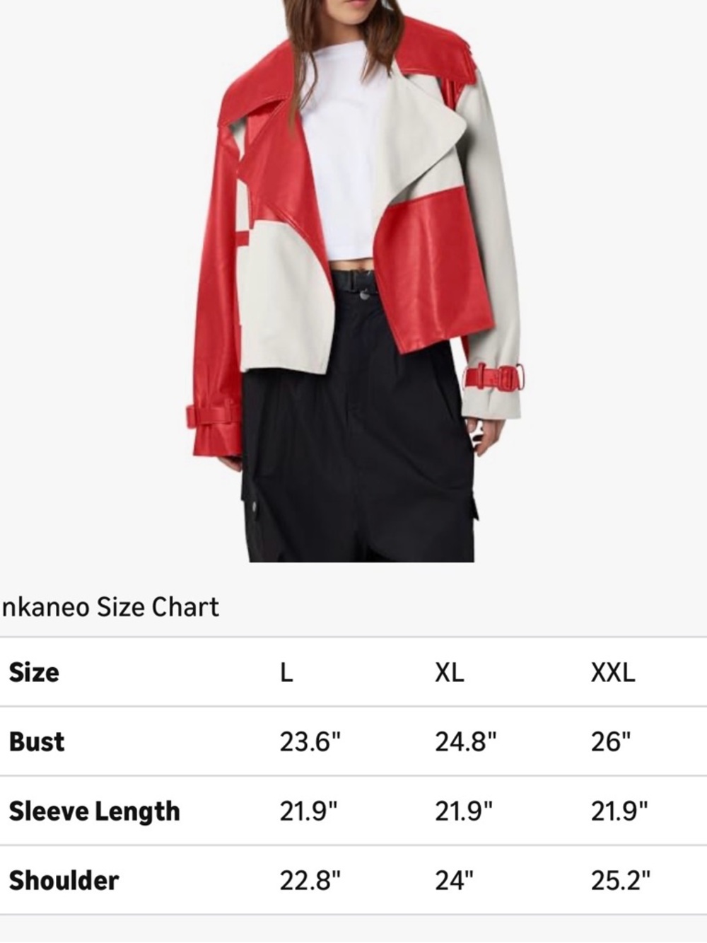 Colorblock Red & Cream VEGAN Leather Jacket - Women - Picture 7 of 10